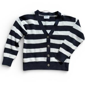 Old Navy Navy White Striped Cardigan Medium Cotton Button Front Preppy Sweater